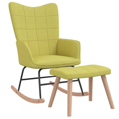 vidaXL šūpuļkrēsls ar kāju balstu, zaļš audums