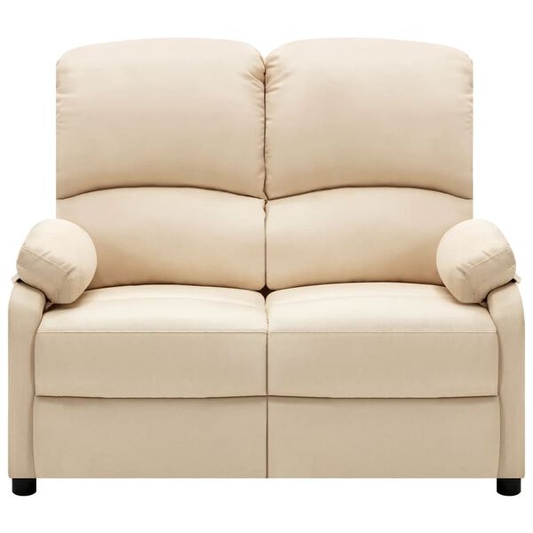 vidaXL divvietīgs dīvāns, atgāžams, krēmkrāsas audums