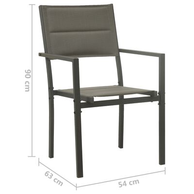 vidaXL dārza krēsli, 4 gab., antracītpelēks tērauds, pelēks tekstilēns