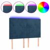 vidaXL gultas galvgalis ar LED, 144x5x118/128 cm, tum&scaron;i zils samts