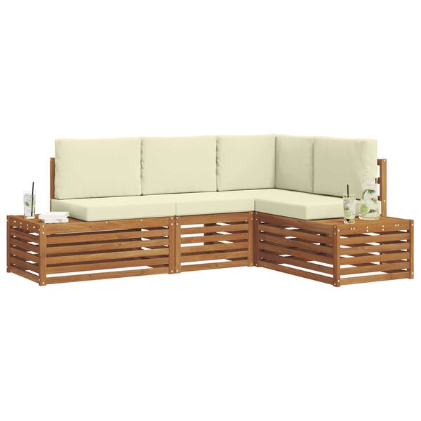vidaXL Āra dīvānu komplekts ar spilvenu 4 Gabals Dabisks un krējuma