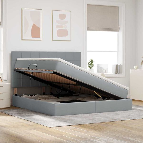 vidaXL Gulta ar uzglabā&scaron;anas vietu un matraci 180 x 200 cm Poliesters