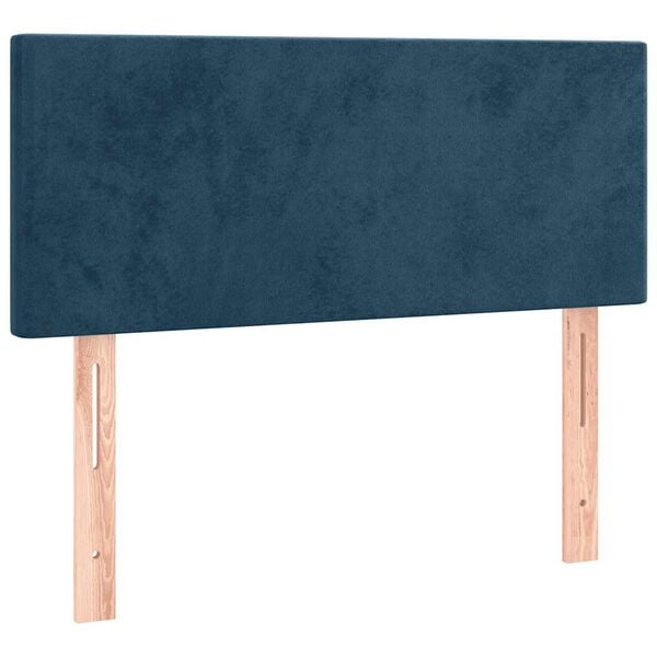 vidaXL gultas galvgalis ar LED, 100x5x78/88 cm, zils samts