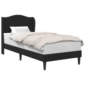 vidaXL Gultas rāmis ar galvas klāju Melns 90 x 190 cm Mākslīgā āda