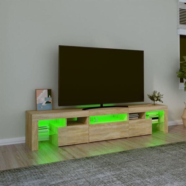 vidaXL TV skapītis ar LED apgaismojumu, ozolkoka krāsa, 200x36,5x40 cm
