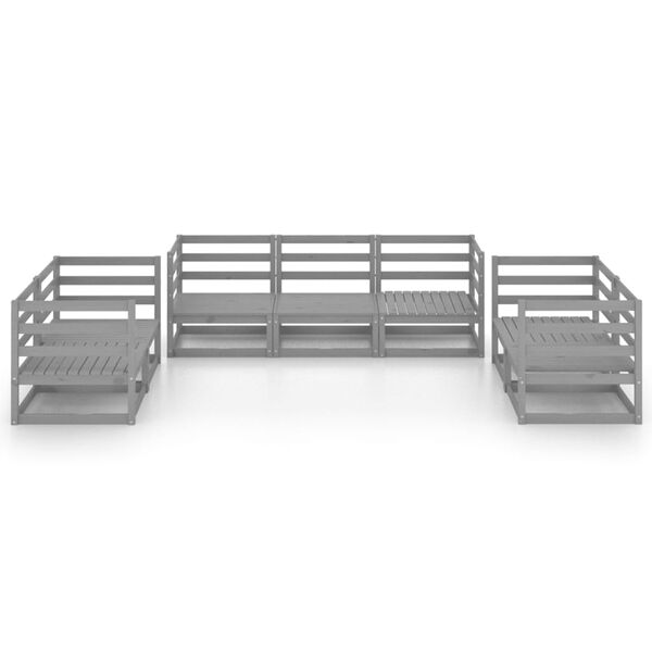 vidaXL 7-daļīgs dārza atpūtas mēbeļu komplekts, pelēks priedes koks