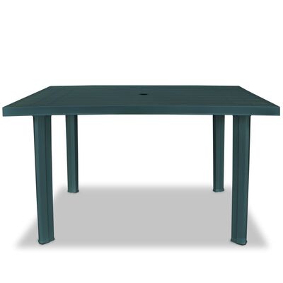 vidaXL dārza galds, 126x76x72 cm, zaļa plastmasa