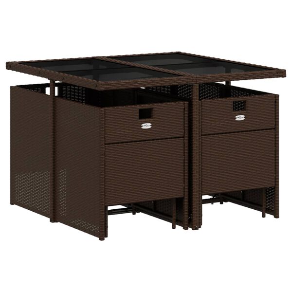 vidaXL 9-daļīgs dārza mēbeļu komplekts, matrači, brūna PE rotangpalma