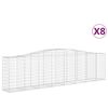 vidaXL arkveida gabiona grozi, 8 gb., 400x50x100/120cm, cinkota dzelzs