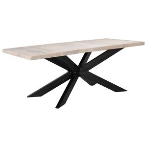 vidaXL virtuves galds, 180x90x76 cm, balināts mango masīvkoks