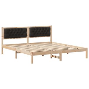 vidaXL Gultas rāmis Melna 160 x 200 cm Ciets priedes koks