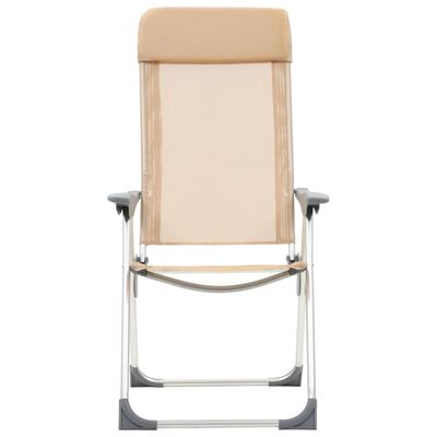 vidaXL kempinga krēsli, 4 gab., krēmkrāsā, alumīnijs, salokāmi