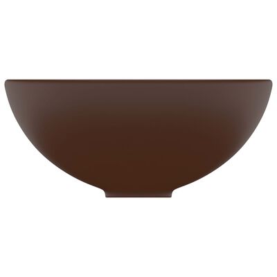vidaXL izlietne, apaļa, 32,5x14 cm, matēta tumši brūna keramika
