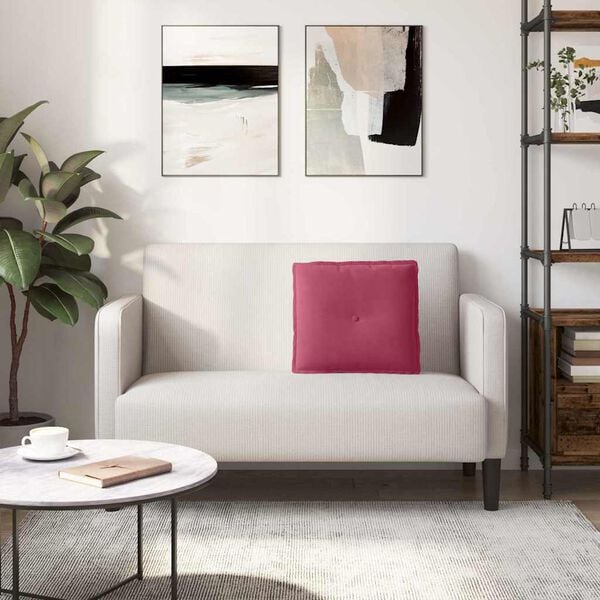 vidaXL Atpakaļ spilvens Vīna sarkans 50 x 45 cm Korduroja audums