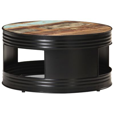 vidaXL kafijas galdiņš, 68x68x36 cm, melns, pārstrādāts masīvkoks