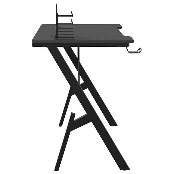 vidaXL datorspēļu galds, Y-formas kājas, melns, 90x60x75 cm