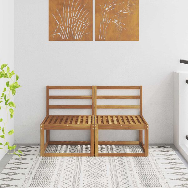 vidaXL 2 Gabals Āra vidējā dīvāns Cietā akācijas koks Dabiska