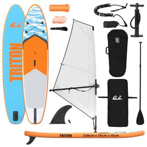vidaXL Gaisa SUP dēlis ar buru TRITON 330 x 76 x 15 cm Zila paredzēts