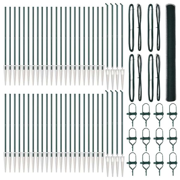 vidaXL Žogs ar stabiem. Zaļa 1.5 x 100 m PVC pārklāts tērauds