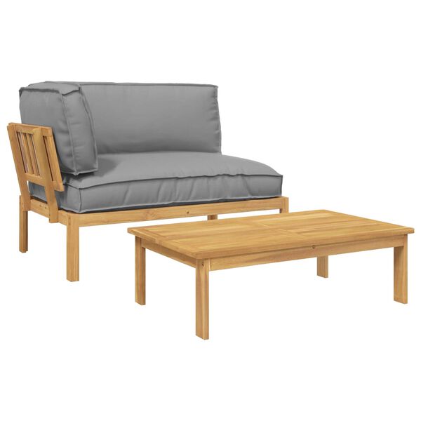 vidaXL Dīvānu komplekts ar spilvenu 2 pcs Pelēka Cietā akācijas koks