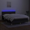 vidaXL atsperu gulta ar matraci, LED, melns audums, 140x190 cm
