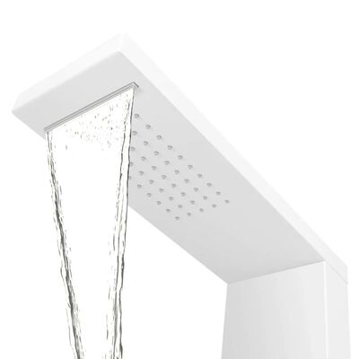 vidaXL dušas sistēma ar paneli, balts, matēts alumīnijs