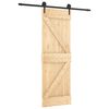 vidaXL Slīdo&scaron;ās durvis Dabiska un melna 70 x 210 cm Cieta priedes koks
