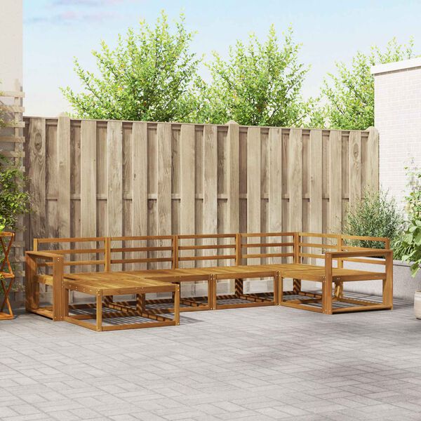 vidaXL Āra dīvānu komplekts 6 pcs Dabiska Cietā akācijas koks