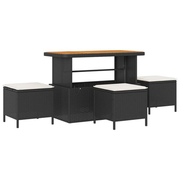 vidaXL Dārza dīvānu komplekts ar spilvenu 13 pcs Melna poliratāns