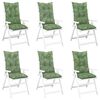 vidaXL dārza krēslu spilveni, 6 gb., lapu apdruka, 120x50x7 cm, audums