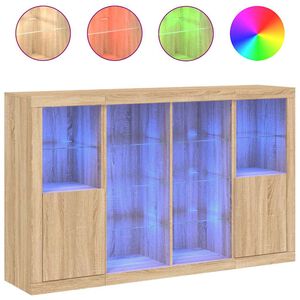 vidaXL kumodes ar LED apgaismojumu, 3 gab., ozolkoka