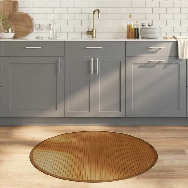 vidaXL paklājs, apaļ&scaron;, brūns, 100 cm, bambuss