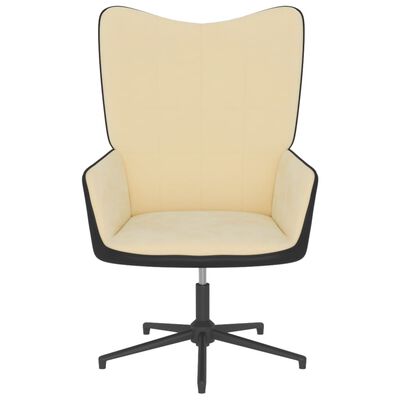 vidaXL atpūtas krēsls, krēmbalts, samts un PVC