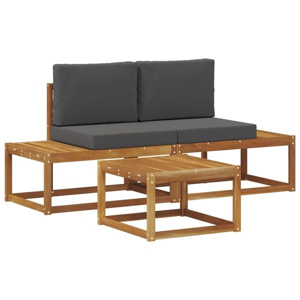 vidaXL Āra dīvānu komplekts ar spilvenu 3 pcs Dabiska