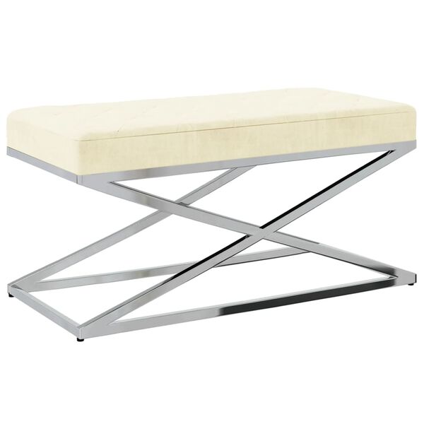 vidaXL sols, krēmkrāsas samts un nerūsējo&scaron;s tērauds