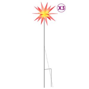 vidaXL Ziemassvētku lampas ar LED un mietiņu, 3 gab., sarkanas, 35 cm