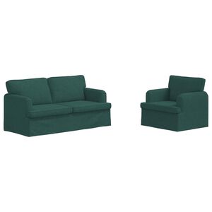 vidaXL Dīvānu komplekts 2 pcs Tum&scaron;i zaļ&scaron; 162 x 80 x 85 cm audums