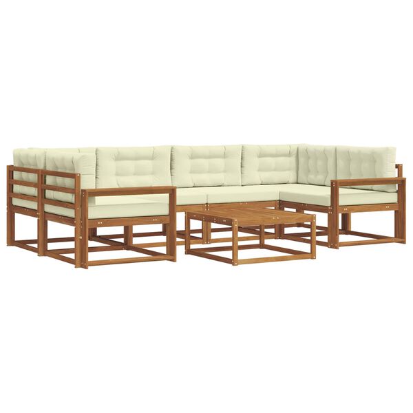 vidaXL Āra dīvānu komplekts ar spilvenu 7 pcs Dabisks un krējuma