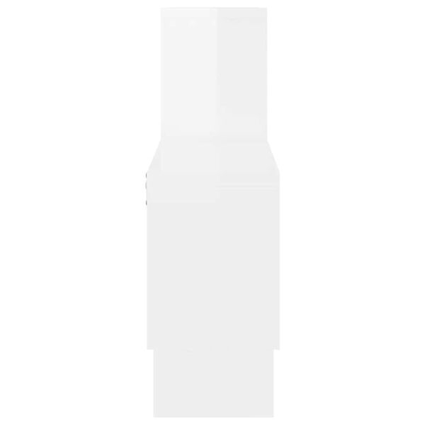 vidaXL sienas plaukts, mašīnas forma, spīdīgi balts, 82x15x51 cm