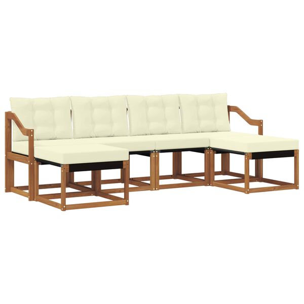 vidaXL Āra dīvānu komplekts ar spilvenu 6 pcs Dabisks un krējuma