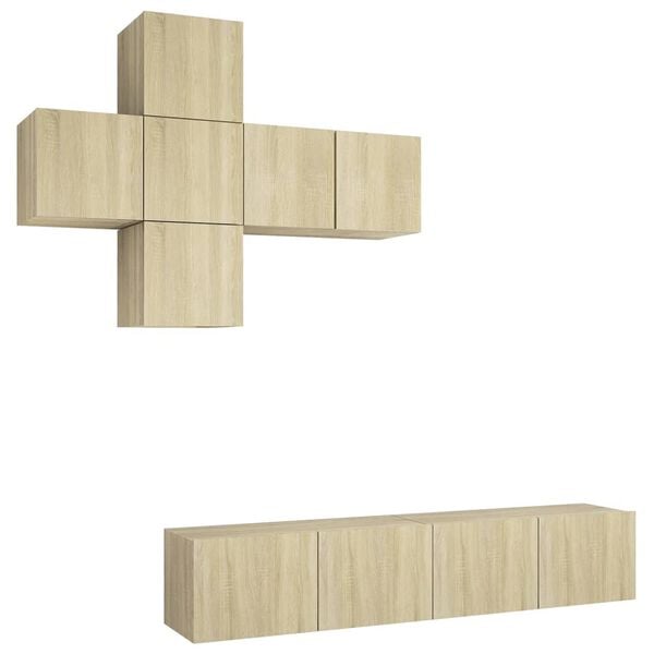 vidaXL 7-daļīgs TV skapī&scaron;u komplekts, ozola krāsa, inženierijas koks