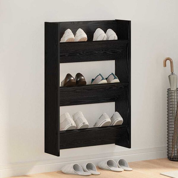 vidaXL Apavu skapis Melns ozolkoks 60 x 18 x 90 cm Inženierijas koks