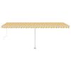 vidaXL izvelkama markīze, LED, vēja sensors, 600x300cm, dzeltena/balta