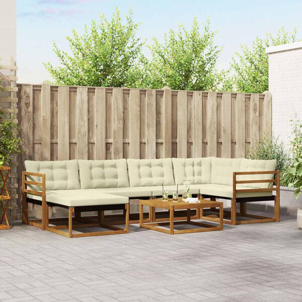 vidaXL Āra dīvānu komplekts ar spilvenu 19 pcs Dabisks un krējuma