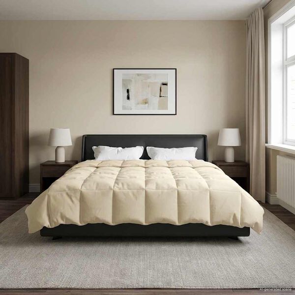 vidaXL Ziemas gultas sega Tiltiņ&scaron; Krēmkrāsa 220 x 240 cm Mikro&scaron;ķiedra