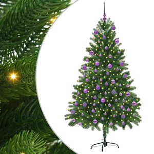 vidaXL Ziemassvētku eglīte su 300 LED ar statīvu Zaļa 180 cm PE