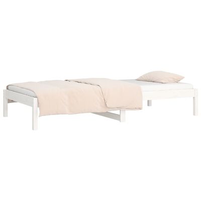 vidaXL gulta, balta, 90x190 cm, vienvietīga, priedes masīvkoks