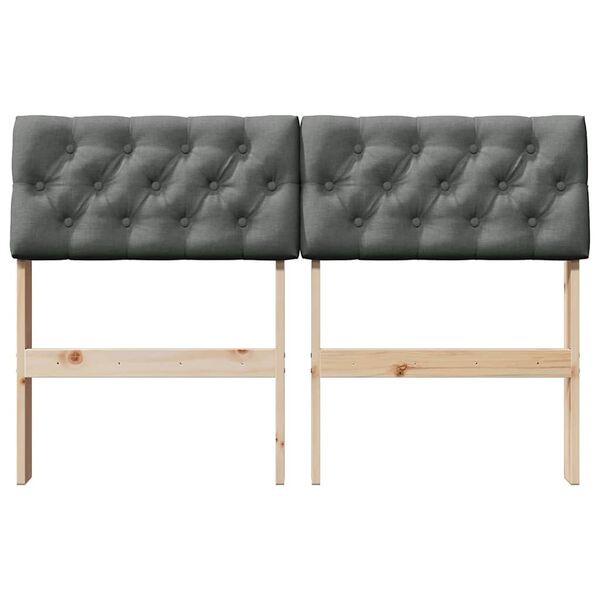 vidaXL Mīkstināts gultas galvgalis Tum&scaron;i pelēks 120 cm