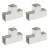 vidaXL stabu savienotāji, T forma, 4 gab., cinkots metāls, 101x101 mm