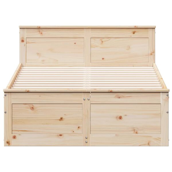 vidaXL gulta bez matrača, ar galvgali, 120x200 cm, priedes koks